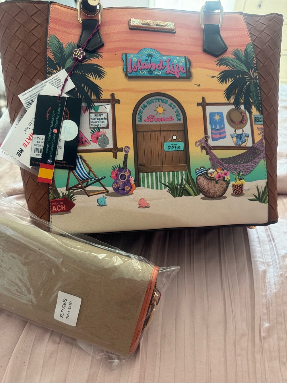 Nicole Lee Island Life tote with matching wallet